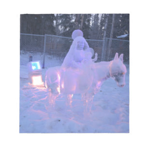 Mary And Baby Jesus Night Snow Winter Sculpture Notepad
