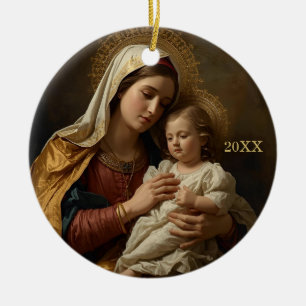Mary and Baby Jesus Religious Christmas Ornaments