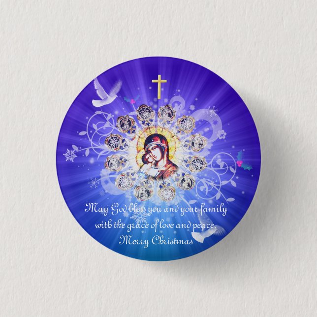Mary and Jesus 3 Cm Round Badge (Front)