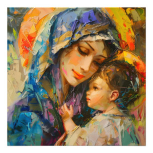 Mary and Jesus Expressionism Photo Print