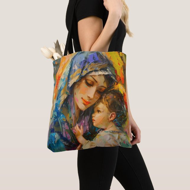 Mary and Jesus Expressionism Tote Bag (Close Up)