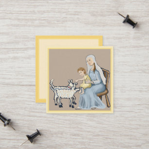 Mary and Jesus greeting the lambs Calling Card