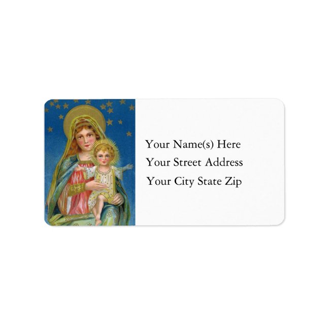 Mary and Jesus Vintage Address Label (Front)