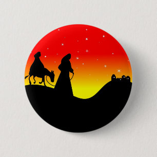 Mary and Joseph 6 Cm Round Badge