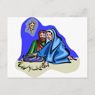 Mary and Joseph Christian artwork Postcard