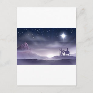 Mary and Joseph Nativity Christmas Illustration Holiday Postcard