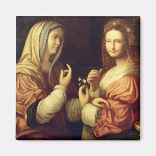 Mary and Martha (oil on panel) Magnet