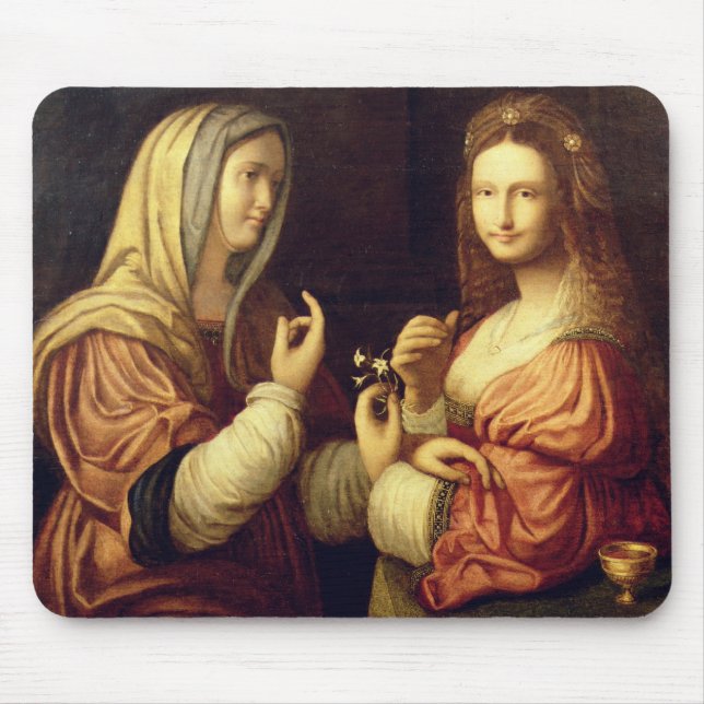 Mary and Martha (oil on panel) Mouse Pad (Front)