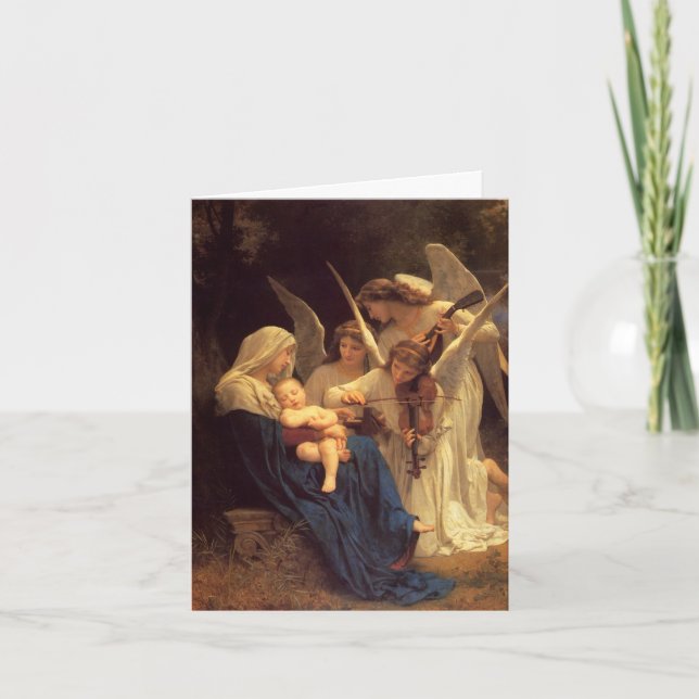 Mary, Baby Jesus, & Angels - w/message Holiday Card (Front)