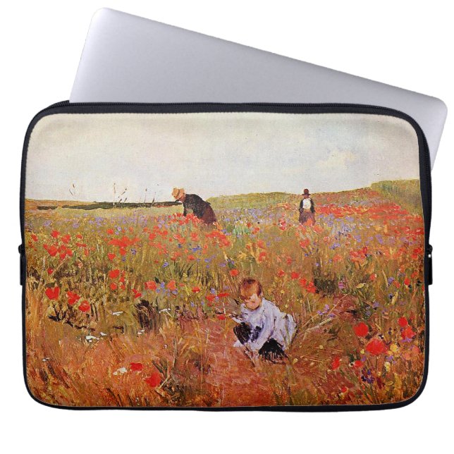 Mary Cassatt artwork, Red Poppies,  Laptop Sleeve (Front)