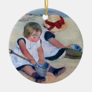 Mary Cassatt Children Playing on the Beach 1884  Ceramic Ornament