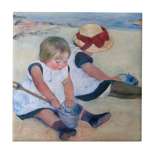 Mary Cassatt Children Playing on the Beach 1884  Ceramic Tile (Front)