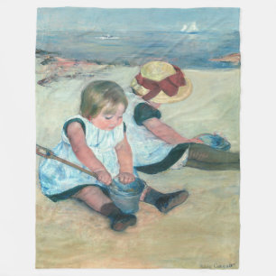 Mary Cassatt - Children Playing on the Beach Fleece Blanket