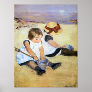 Mary Cassatt Children Playing on the Beach Poster