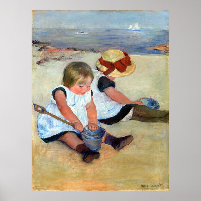 Mary Cassatt Children Playing on the Beach Poster (Front)
