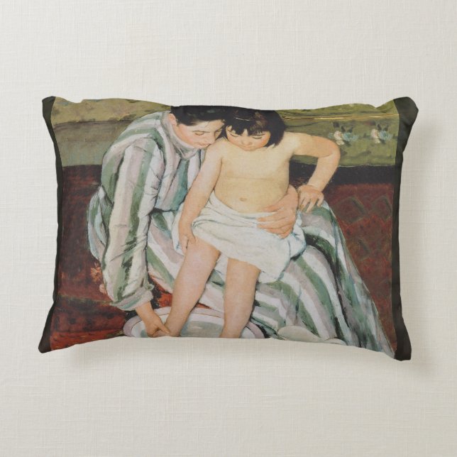 Mary Cassatt Child's Bath Painting Decorative Cushion (Back)