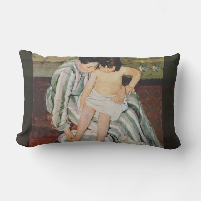 Mary Cassatt Child's Bath Painting Lumbar Cushion (Front)
