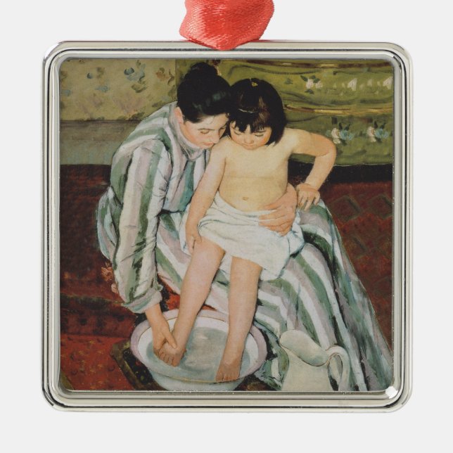 Mary Cassatt Child's Bath Painting Metal Ornament (Front)