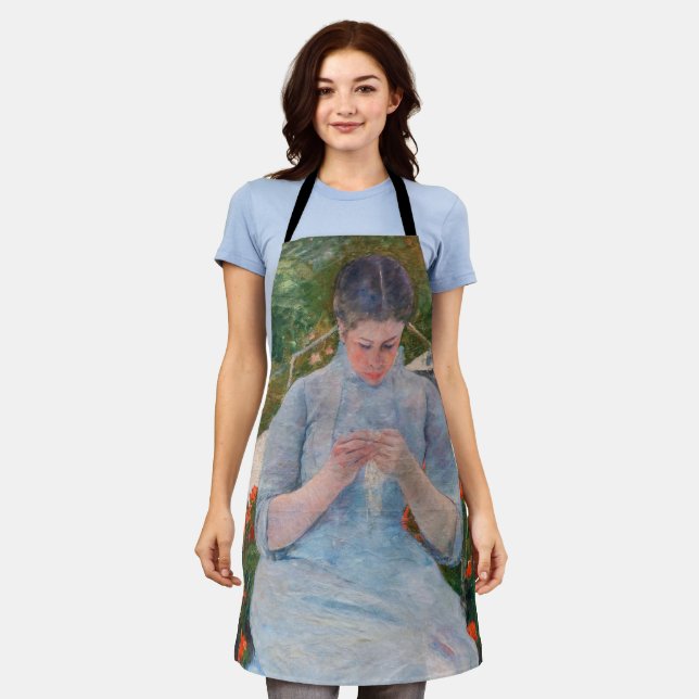 Mary Cassatt - Girl sewing in a Garden Apron (Worn)