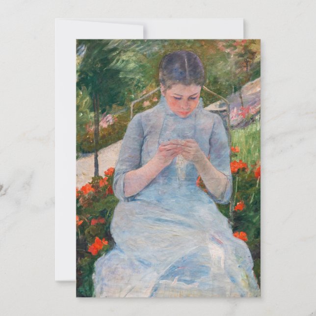 Mary Cassatt - Girl sewing in a Garden Invitation (Front)