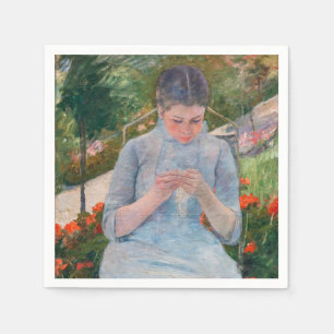 Mary Cassatt - Girl sewing in a Garden Napkin