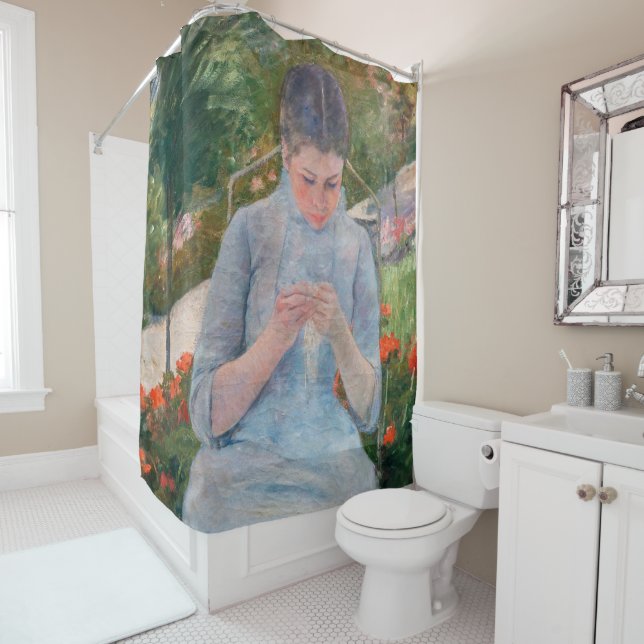 Mary Cassatt - Girl sewing in a Garden Shower Curtain (In Situ)