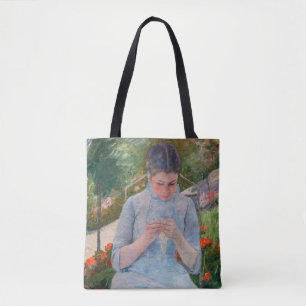 Mary Cassatt - Girl sewing in a Garden Tote Bag