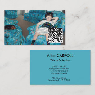 Mary Cassatt - Little Girl Blue Armchair - QR Code Business Card