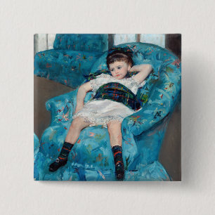 Mary Cassatt - Little Girl in a Blue Armchair 15 Cm Square Badge
