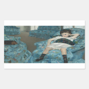 Mary Cassatt - Little Girl in a Blue Armchair Rectangular Sticker