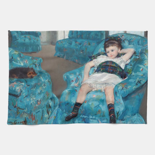 Mary Cassatt - Little Girl in a Blue Armchair Tea Towel (Horizontal)