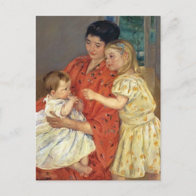 Mary Cassatt- Mother and Sara Admiring the Baby Postcard (Front)