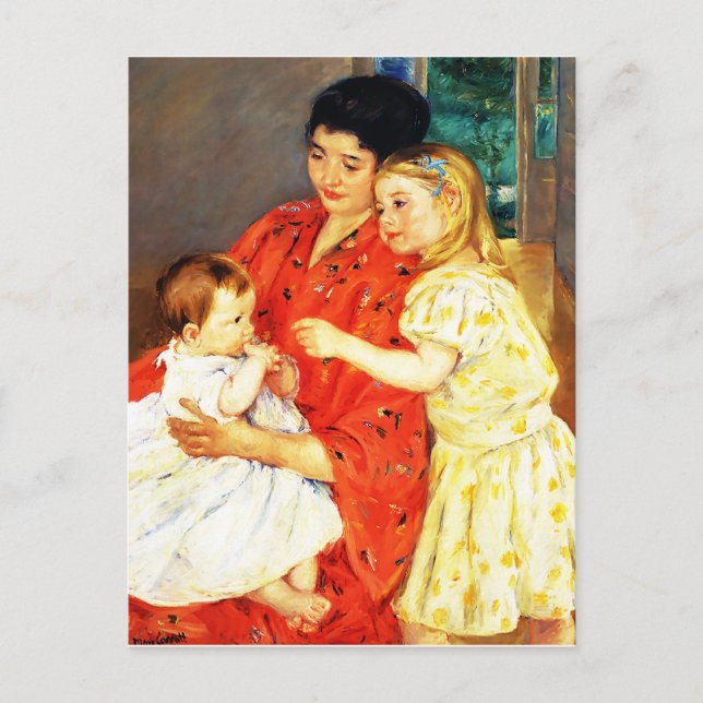 Mary Cassatt, Mother and Sara Admiring the Baby  Postcard (Front)