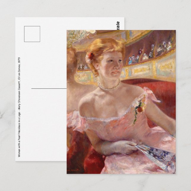 Mary Cassatt - Woman with Pearl Necklace in a Loge Postcard (Front/Back)