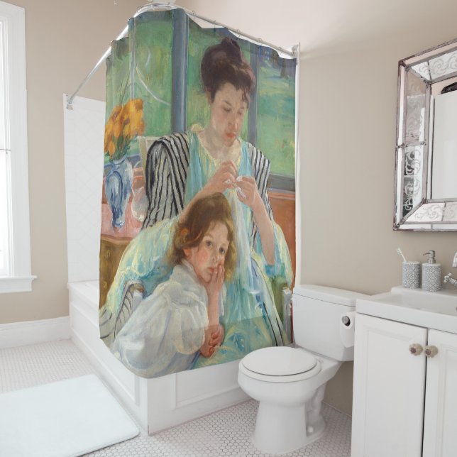 Mary Cassatt - Young Mother Sewing Shower Curtain (In Situ)