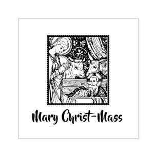 Mary Christ-Mass Nativity Traditional Art Rubber Stamp