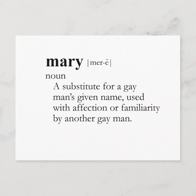 MARY (definition) Postcard (Front)
