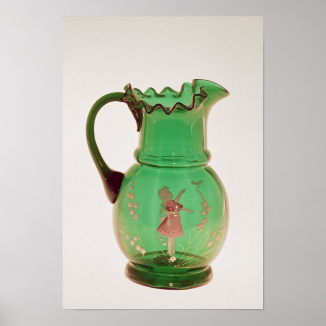 Mary Gregory green jug with fired enamel Poster (Front)