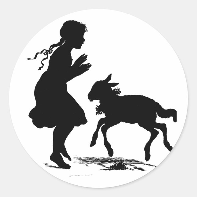 Mary Had a Little Lamb Easter Classic Round Sticker (Front)