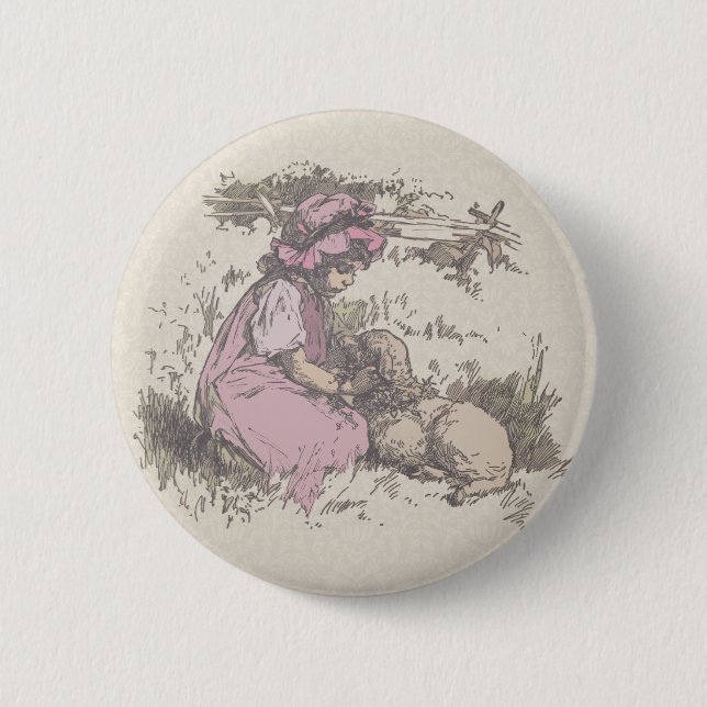 Mary Had a Little Lamb Nursery Rhyme 6 Cm Round Badge (Front)