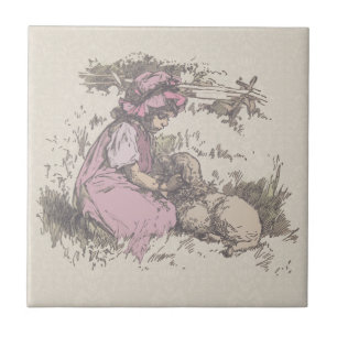 Mary Had a Little Lamb Nursery Rhyme Ceramic Tile