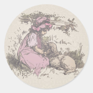 Mary Had a Little Lamb Nursery Rhyme Classic Round Sticker