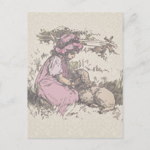 Mary Had a Little Lamb Nursery Rhyme Postcard