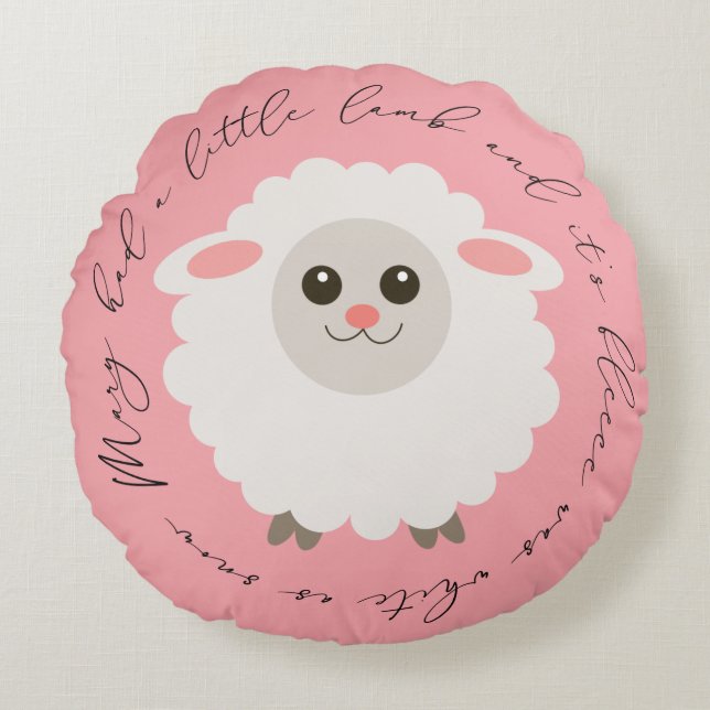 Mary Had A Little Lamb Round Pillow (Front)