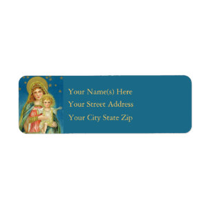 Mary Holding Baby Jesus Vintage Christmas Return Address Label