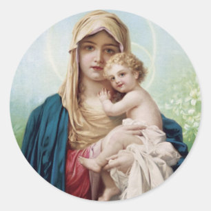 Mary holding Jesus Classic Round Sticker