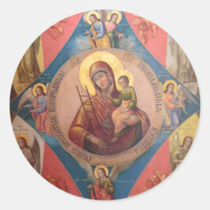 Mary, Jesus, And Angels Classic Round Sticker