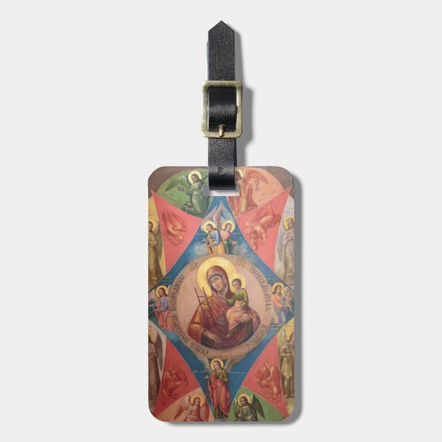 Mary, Jesus, And Angels Luggage Tag (Front Vertical)