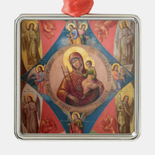 Mary, Jesus, And Angels Metal Tree Decoration