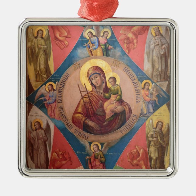 Mary, Jesus, And Angels Metal Tree Decoration (Front)